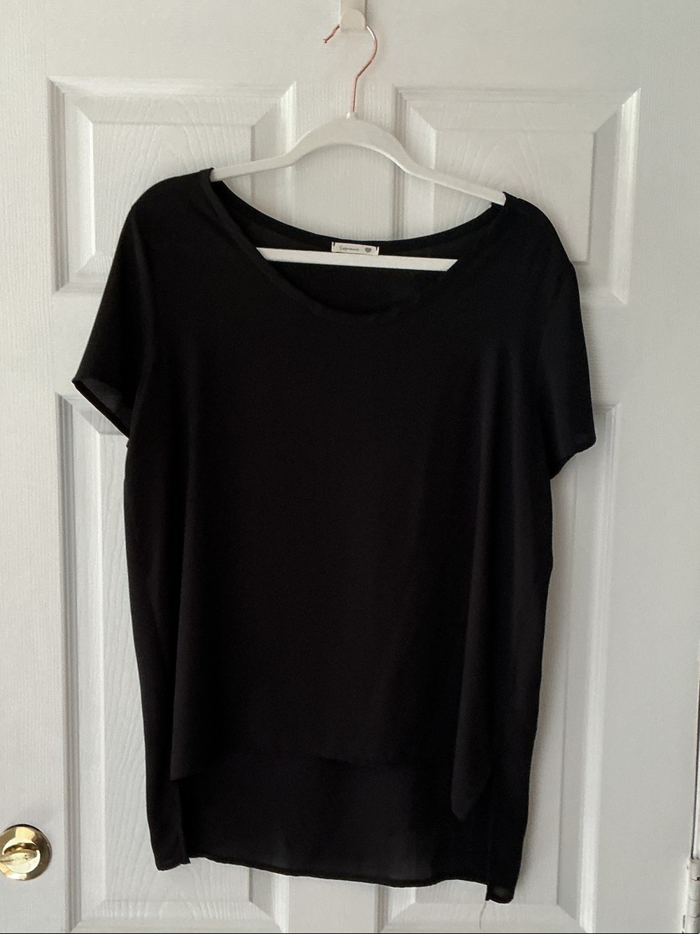 Soprano Black Short-Sleeve Sheer Women's Tee